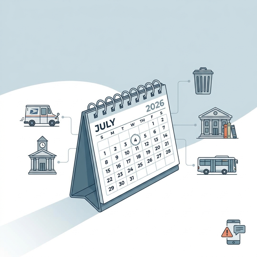 July 4 week starts: a Monday guide to observed holiday timing, mail/bank schedules, and local service changes (verify your city)